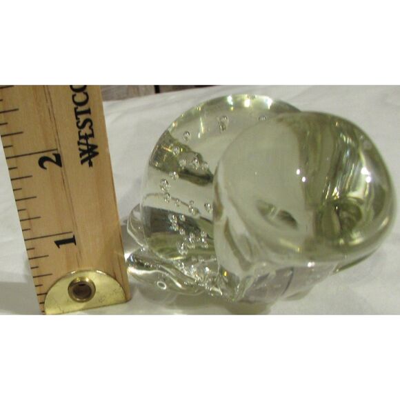 Vintage Blown Glass Turtle controlled bubbles clear bottom art glass paperweight - Picture 6 of 6